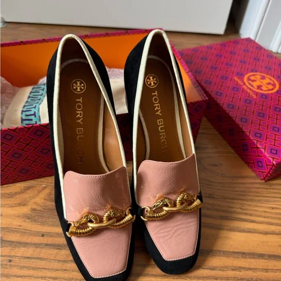 *New in Box* Tory Burch Jessa - 55 mm pump - RARE Pink and Black w/ Gold Accent - Picture 2 of 5